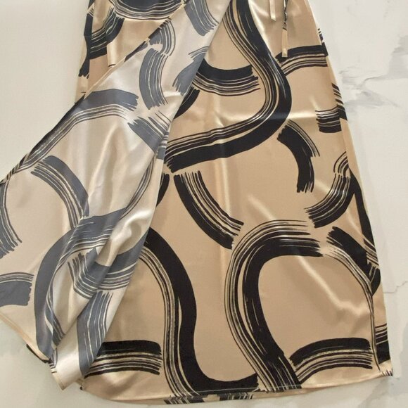 AWARE - Flowy, Long, Tan/Brown/Black, Graphic Pattern, Long Wrap Skirt -Size L - Picture 3 of 8